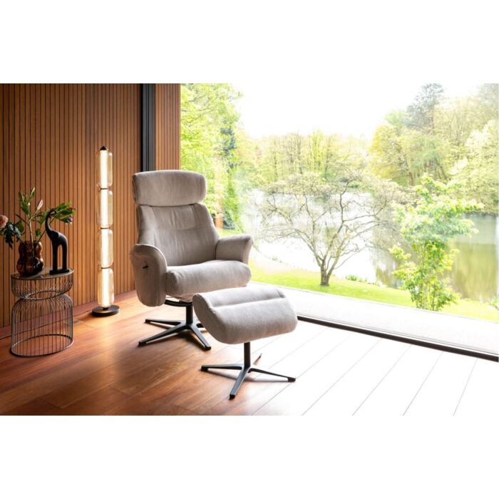 Lazaro, Relaxfauteuil (Incl. Poef) - Stof Livigno - Bruin
