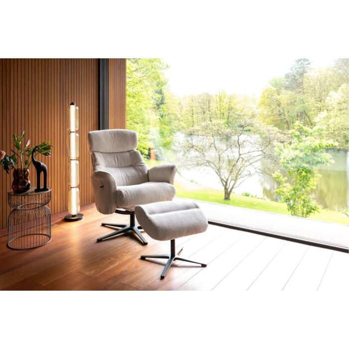 Lazaro, Relaxfauteuil (Incl. Poef) - Stof Livigno - Bruin