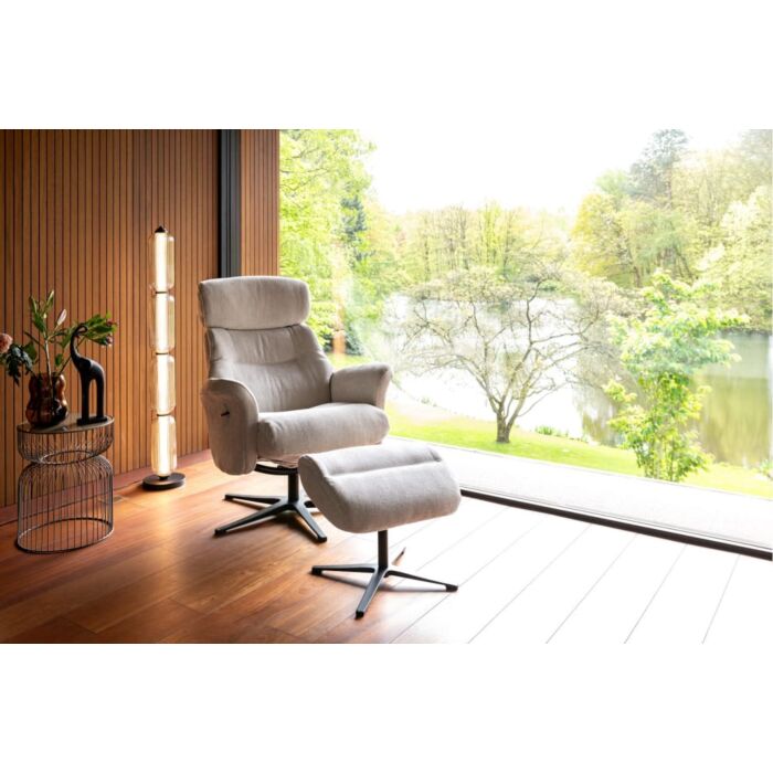 Lazaro, Relaxfauteuil (Incl. Poef) - Stof Livigno - Bruin