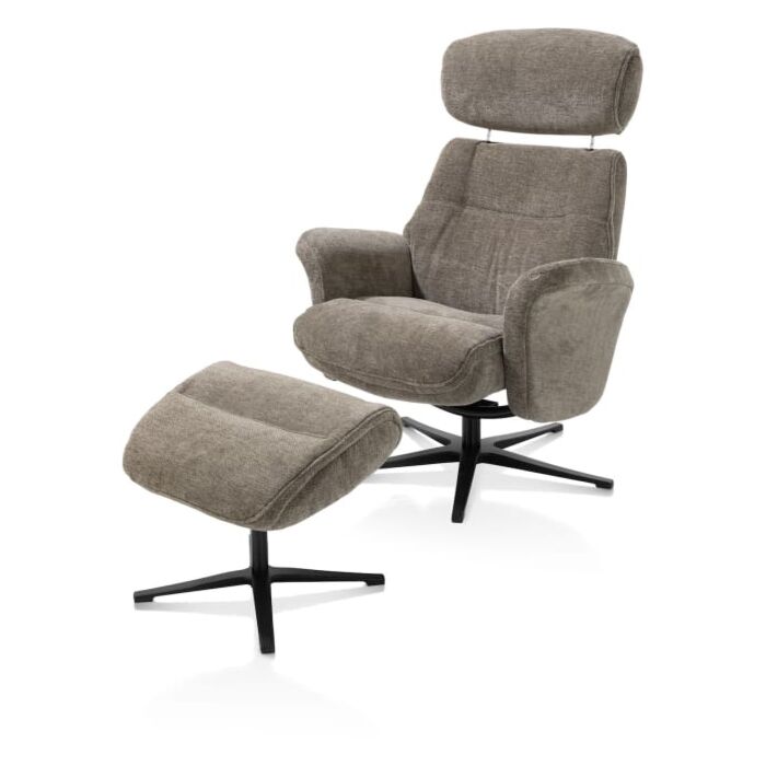 Lazaro, Relaxfauteuil (Incl. Poef) - Stof Livigno - Bruin