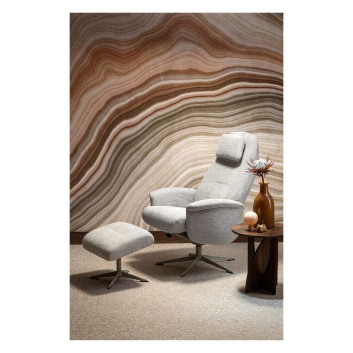 Relaxfauteuil Tonale Incl. Poef Silk Grey Kiezel