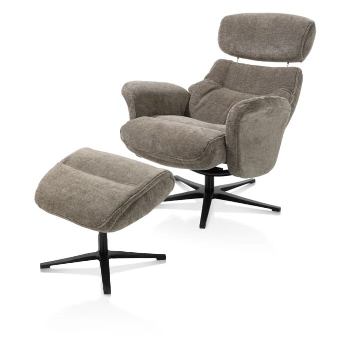 Lazaro, Relaxfauteuil (Incl. Poef) - Stof Livigno - Bruin