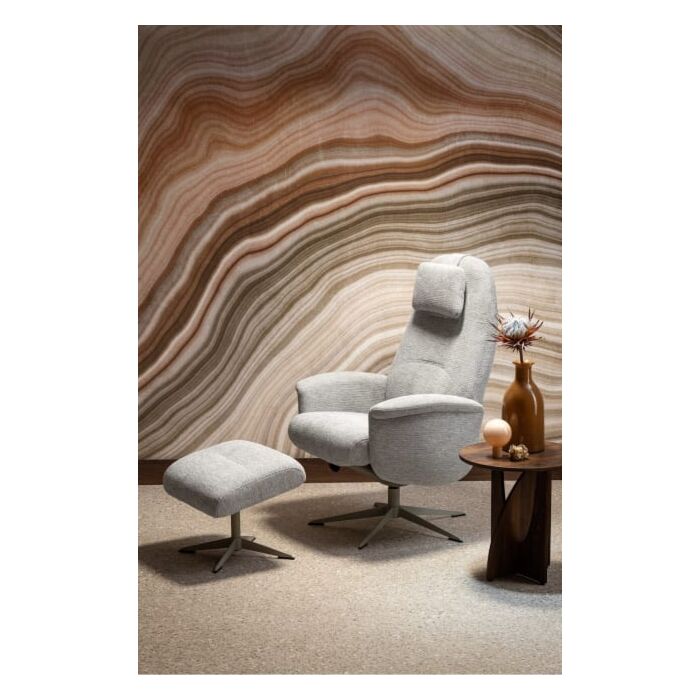 Relaxfauteuil Tonale Incl. Poef Silk Grey Kiezel