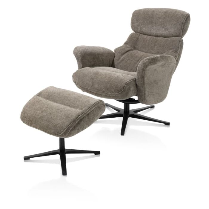 Lazaro, Relaxfauteuil (Incl. Poef) - Stof Livigno - Bruin