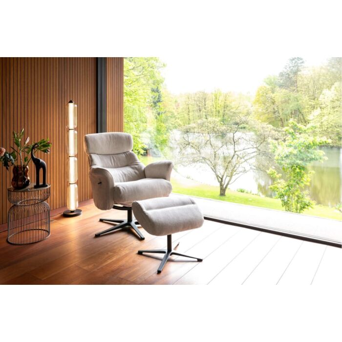 Lazaro, Relaxfauteuil (Incl. Poef) - Stof Livigno - Bruin