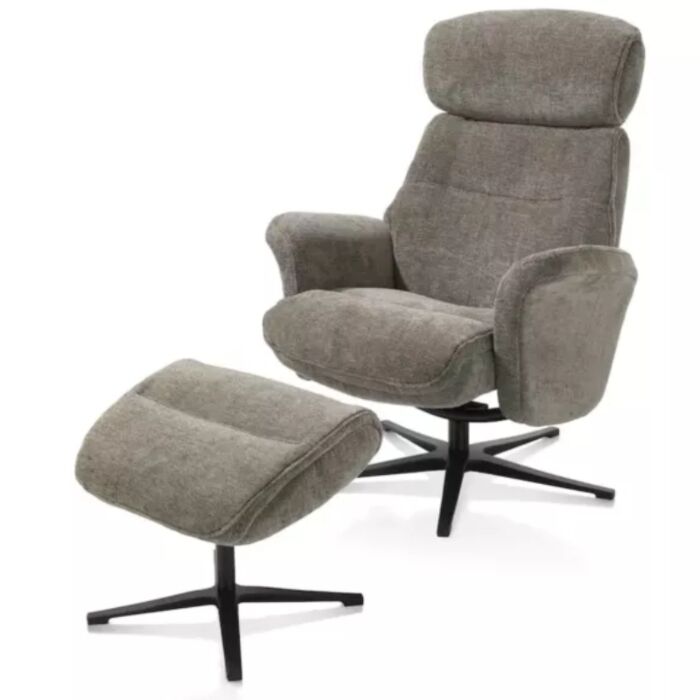 Lazaro, Relaxfauteuil (Incl. Poef) - Stof Livigno - Bruin