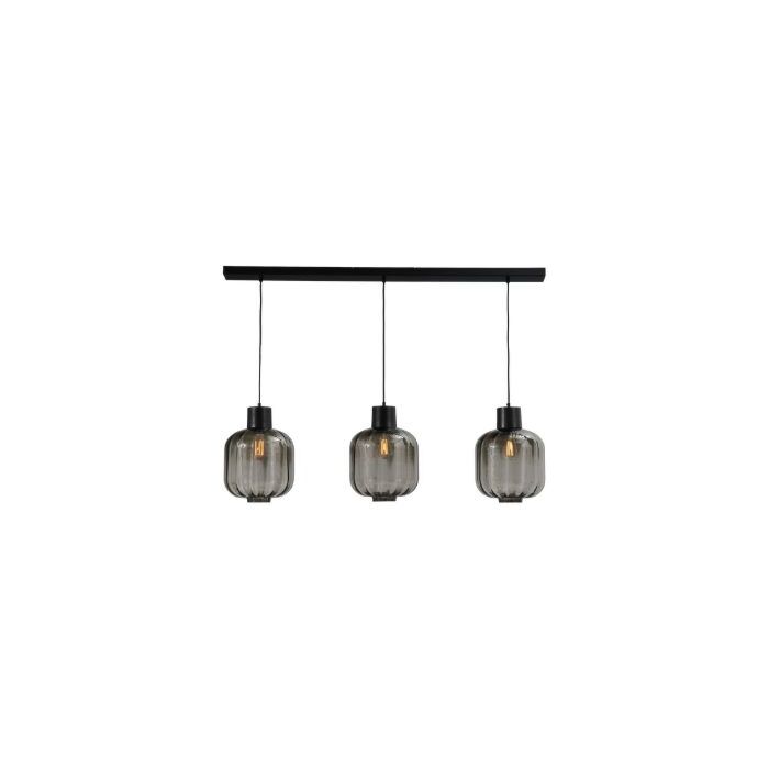 Hanglamp Lett Rib Zwart 3-Lichts Ø28cm