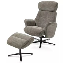 Lazaro, Relaxfauteuil (Incl. Poef) - Stof Livigno - Bruin
