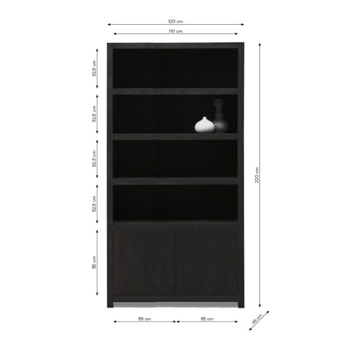 Boekenkast Diamond 4 Vaks 120cm