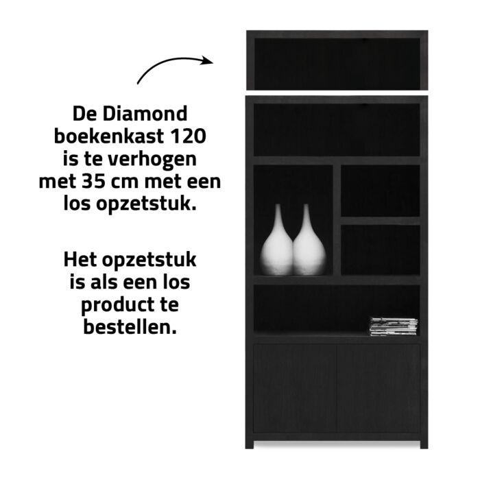 Boekenkast Diamond 5 Vaks 120cm Links