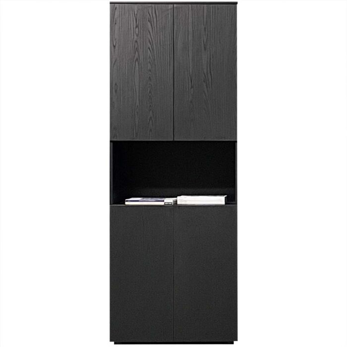 Boekenkast Basic Libra 80cm Zwart 1 Open Vakken
