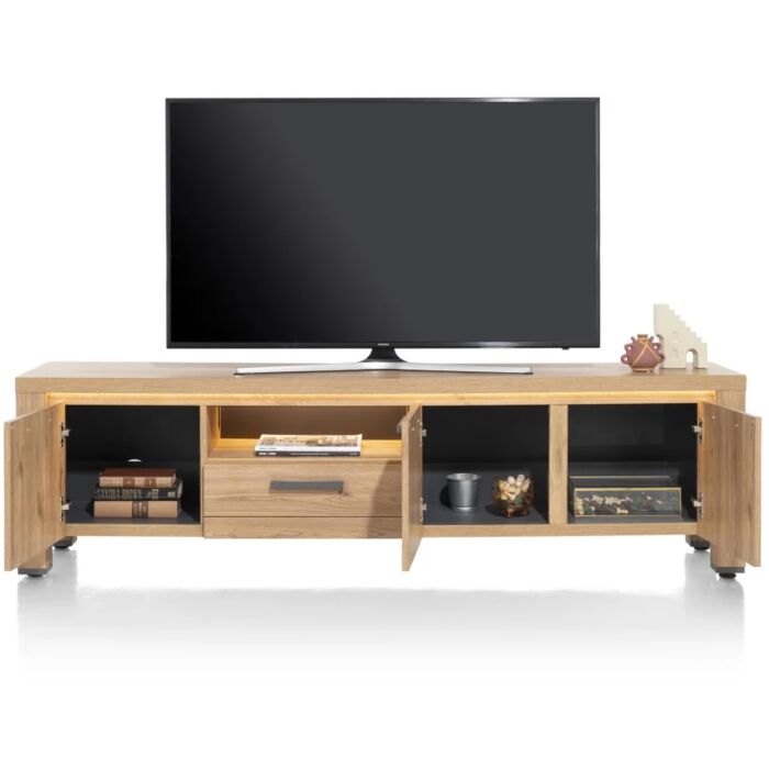 Delmonte, Lowboard 140 Cm - 2-Deuren + 1-Lade + 1-Niche (LED + Dimmer)