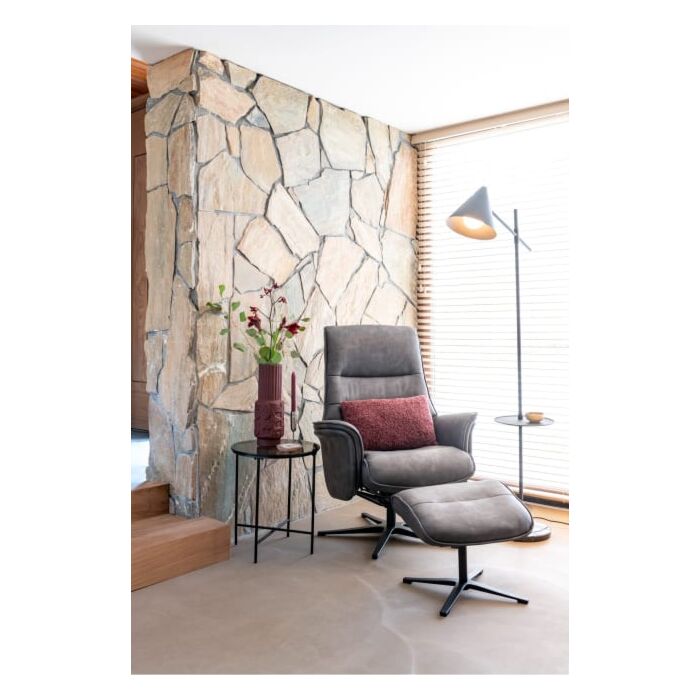 Lotis, Relaxfauteuil (Incl. Poef) - Stof Pala - Lichtgrijs