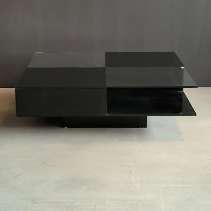 Salontafel Glas met Zwarte Vakken 