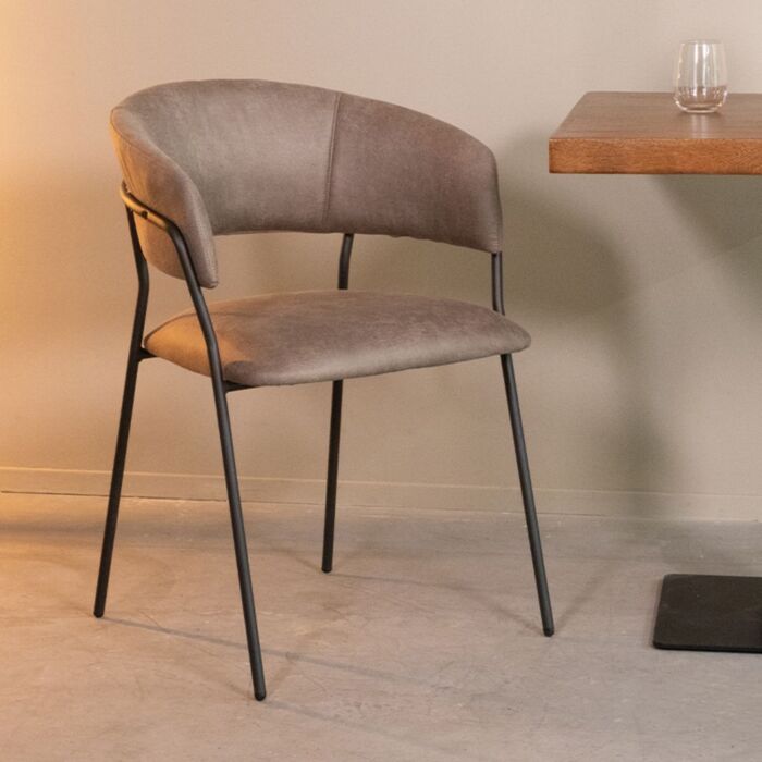 LABEL51 Eetkamerstoel Luuk - Taupe Micro Suede