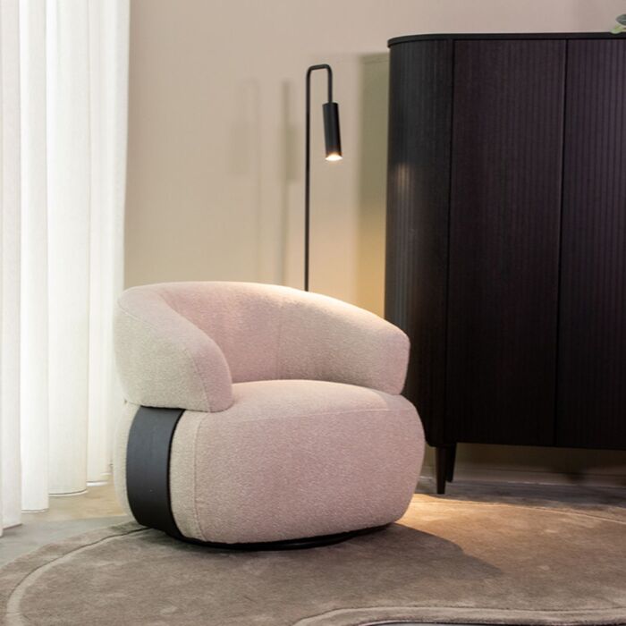 LABEL51 Fauteuil Valenza Boucle Zwart Eiken