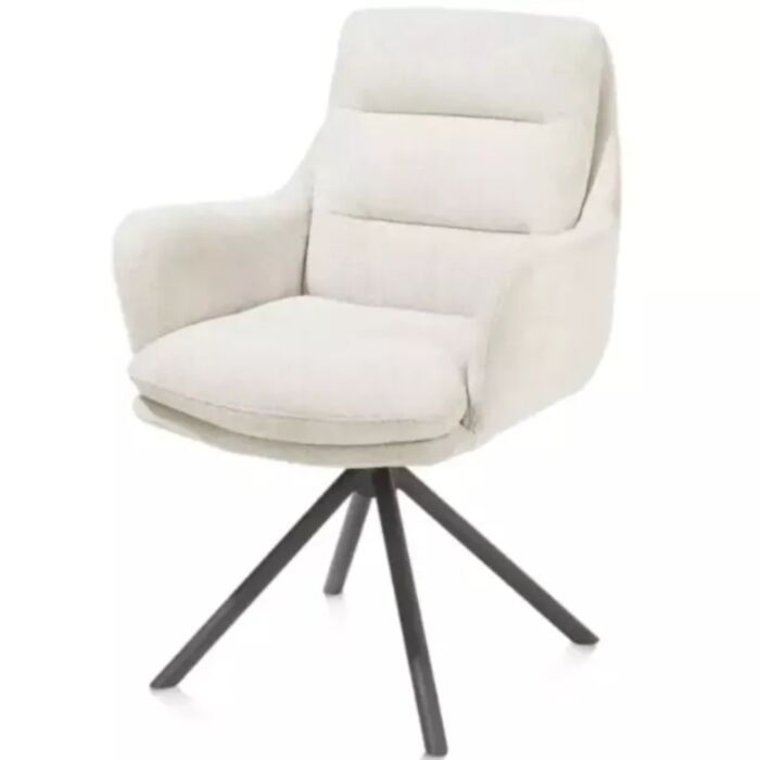 Mia, Armstoel - Draaibaar - Graphiet Frame - Stof Livigno - Creme