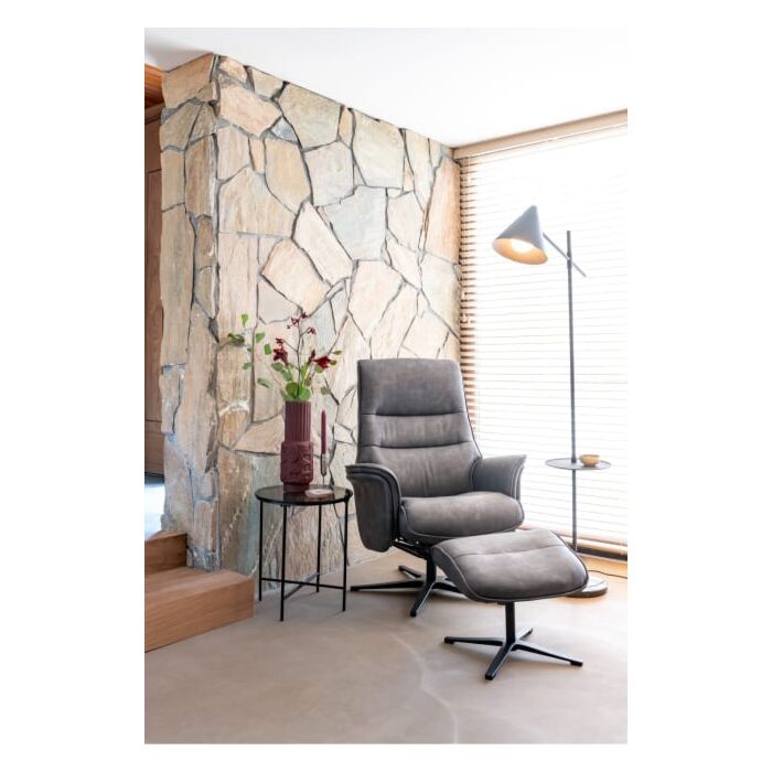Lotis, Relaxfauteuil (Incl. Poef) - Stof Pala - Lichtgrijs
