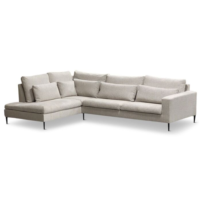 Hoekbank Mora Beige Ottomaan Links