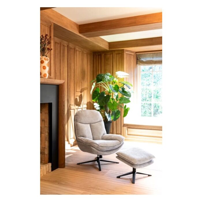 Florence, relaxfauteuil (incl. poef) - stof Enzo - Kiezel