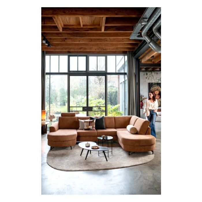 Alcona, longchair inclusief 3-zits + ottomane links - Vada - koper