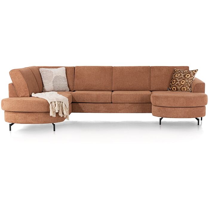 Alcona, longchair inclusief 3-zits + ottomane links - Vada - koper