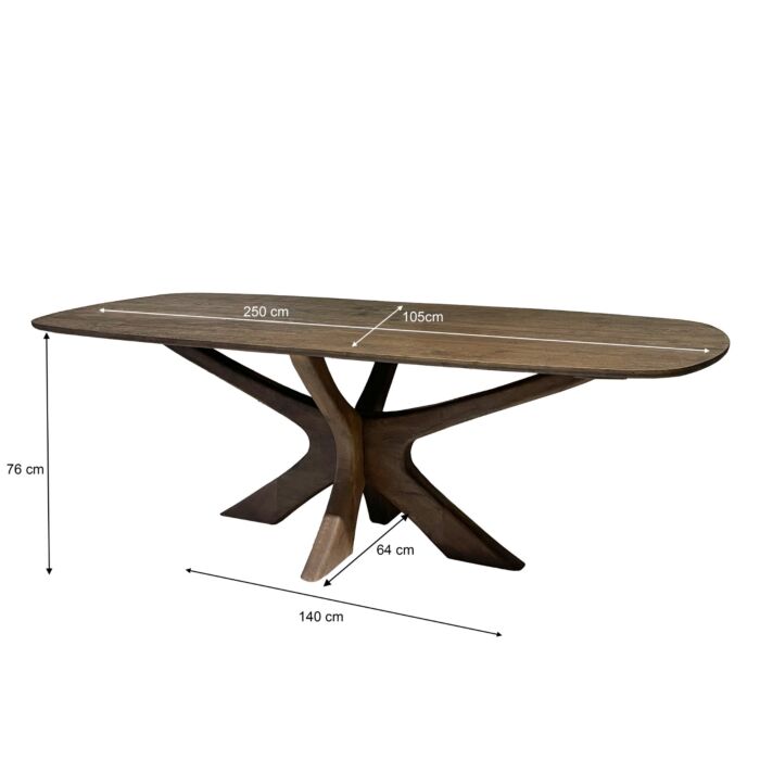 Eetkamertafel Montreaux 250cm Bruin