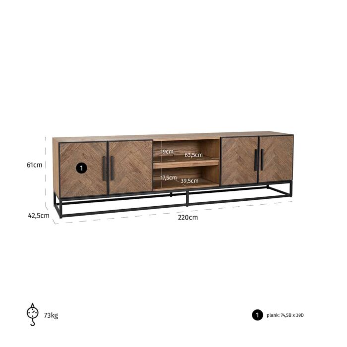 TV-dressoir Herringbone 4-deuren