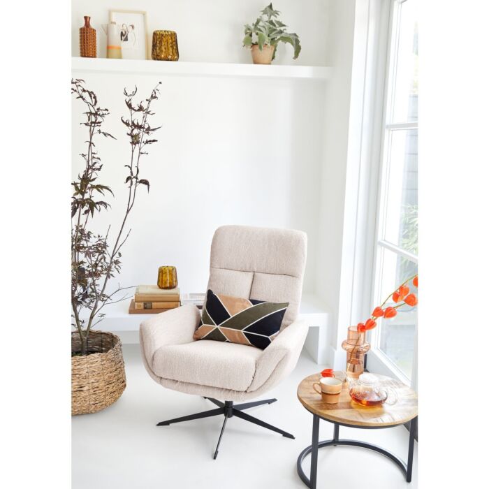 Profijt Meubel Draaifauteuil Langley beige met hocker