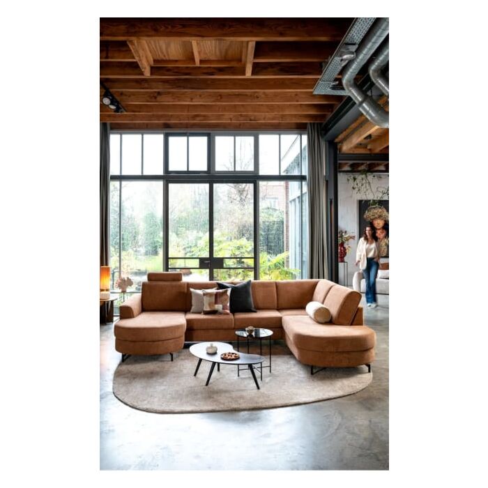 Alcona, longchair inclusief 3-zits + ottomane links - Vada - koper