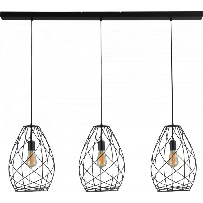 Drielichts Hanglamp Cesto Zwart