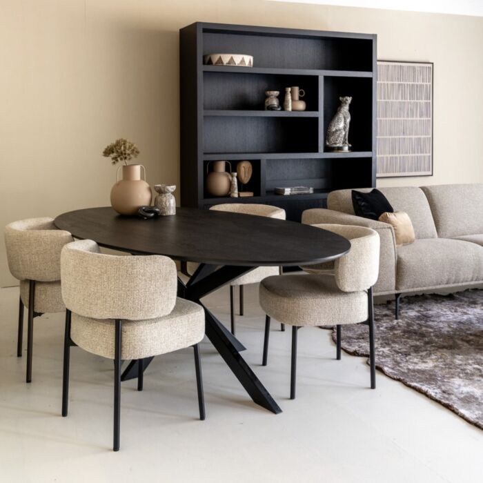 Boekenkast Diamond Zwart 180cm Eiken