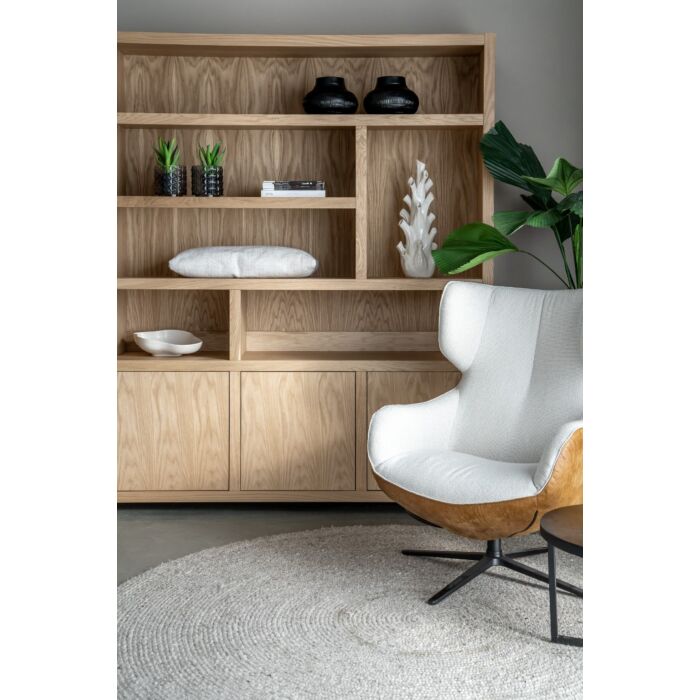 Boekenkast Diamond Breed 180cm 6 Vaks Eiken