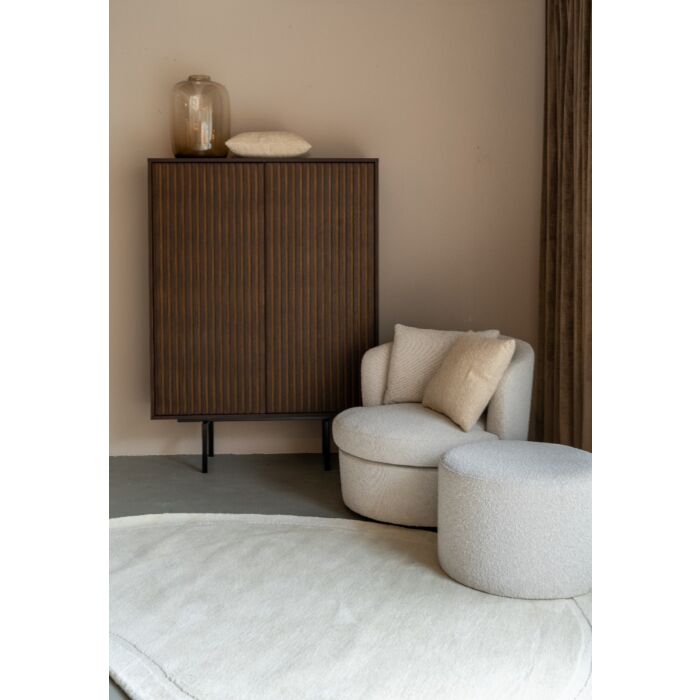 Draaibare Lounge Fauteuil Desiree Bouclé White Zand