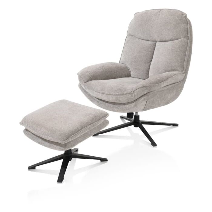 Florence, relaxfauteuil (incl. poef) - stof Enzo - Kiezel