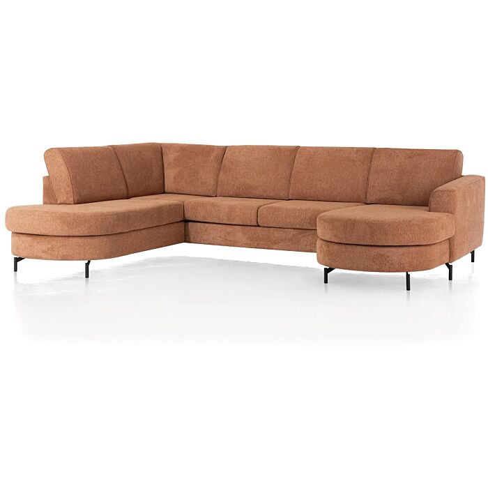 Alcona, longchair inclusief 3-zits + ottomane links - Vada - koper