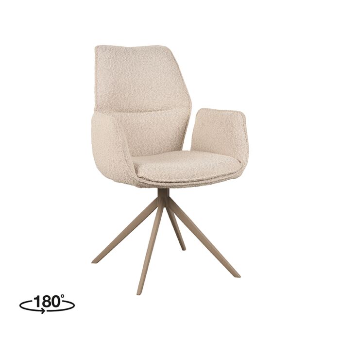 LABEL51 Eetkamerstoel Mellow - Naturel - Boucle - Taupe Onderstel