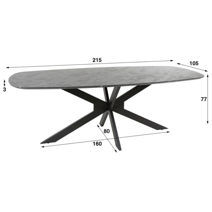 Eetkamertafel 215 deens ovaal