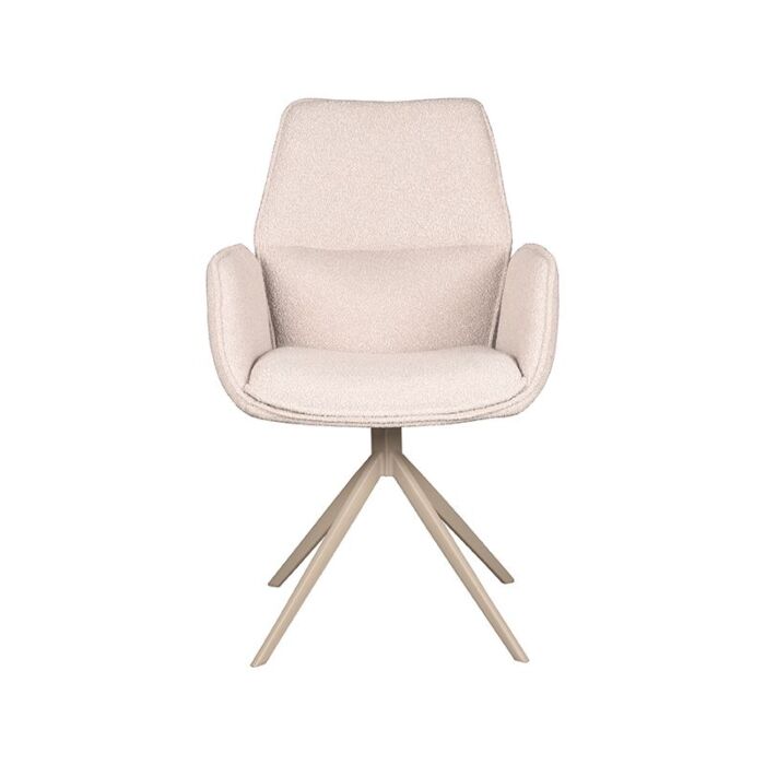 LABEL51 Eetkamerstoel Mellow - Naturel - Boucle - Taupe Onderstel