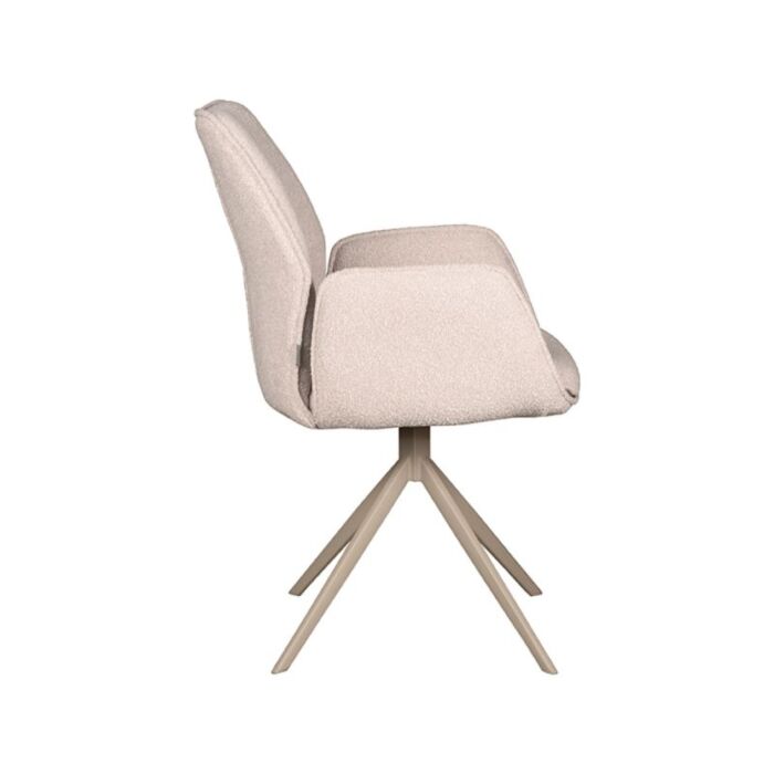 LABEL51 Eetkamerstoel Mellow - Naturel - Boucle - Taupe Onderstel