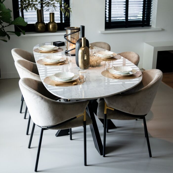 Eettafel Trocadero Wit Marmer 