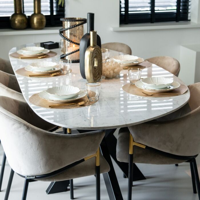 Eettafel Trocadero Wit Marmer 