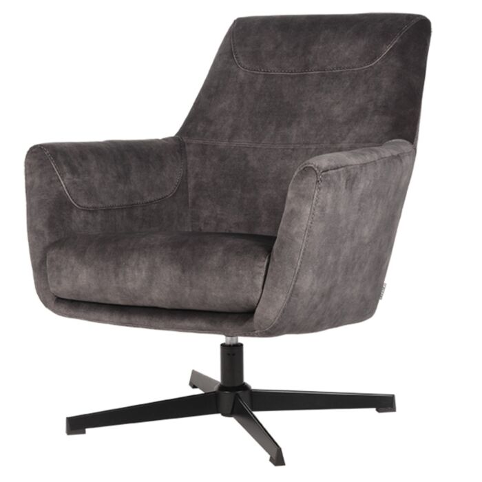 LABEL51 Fauteuil Toby - Antraciet - Velours