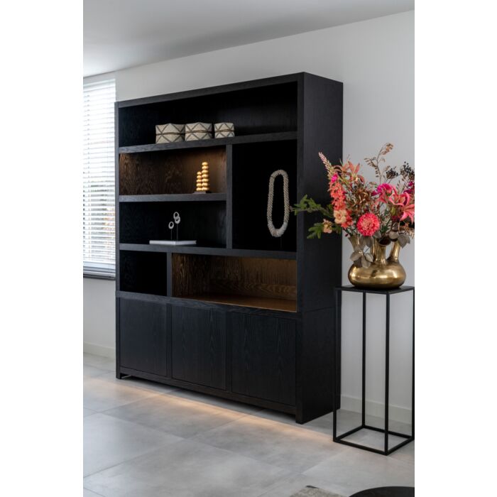 Boekenkast Diamond Zwart 180cm Eiken