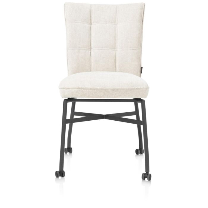 Eden, Eetkamerstoel - Metalen Frame Wielen - Pocket - Greep Livigno Crème + Accent In Calabria Crème