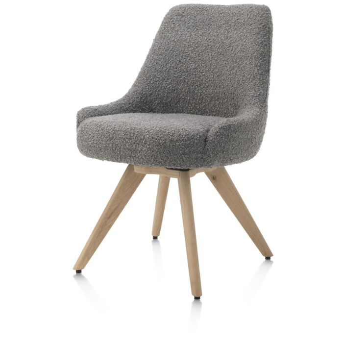Rocco, Eetkamerstoel - Draaibaar + Pocket - Naturel Eiken - Stof Brioni - Lever