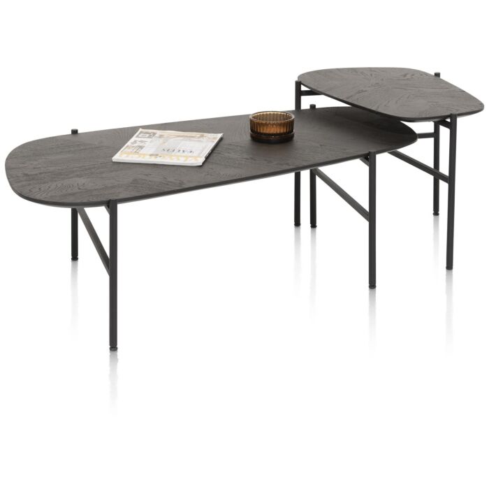 Hendrik, Set Van 2 Salontafels 63 X 120 Cm / 62 X 44 Cm - Fishbone - Castle Antraciet