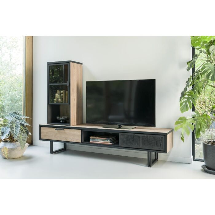 Avalon, Tv-Dressoir 200 Cm - 2-Laden + 1-Niche - Driftwood