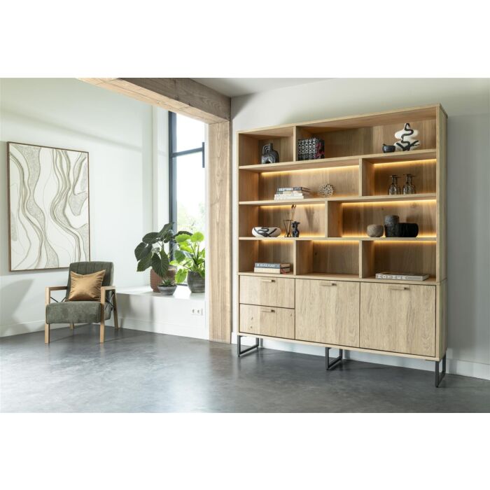 Castello, Buffet 181 Cm - 2-Deuren + 2-Laden + 9-Niches (+ LED)