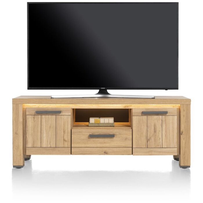 Delmonte, Lowboard 140 Cm - 2-Deuren + 1-Lade + 1-Niche (LED + Dimmer)